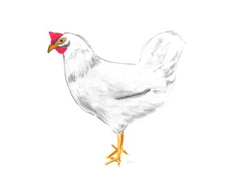 Impression de poulet, impression d'animaux de la ferme, impression d'animal, impression d'art, illustration, art mural