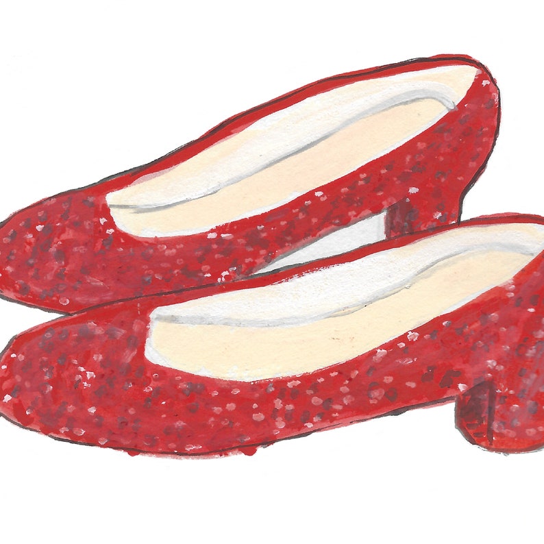 Wizard of Oz Art Print, Ruby Red Shoes Illustration, Wall Decor - Etsy