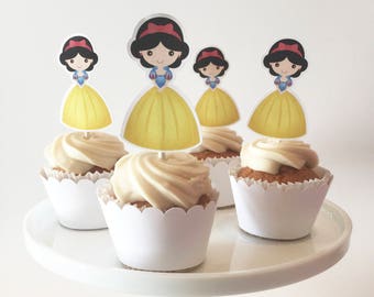 Snow White Cupcake Toppers | Snow White Cupcake Party Supply | Snow White Birthday Party | Snow White Party Decoration, Kids Party Dreams