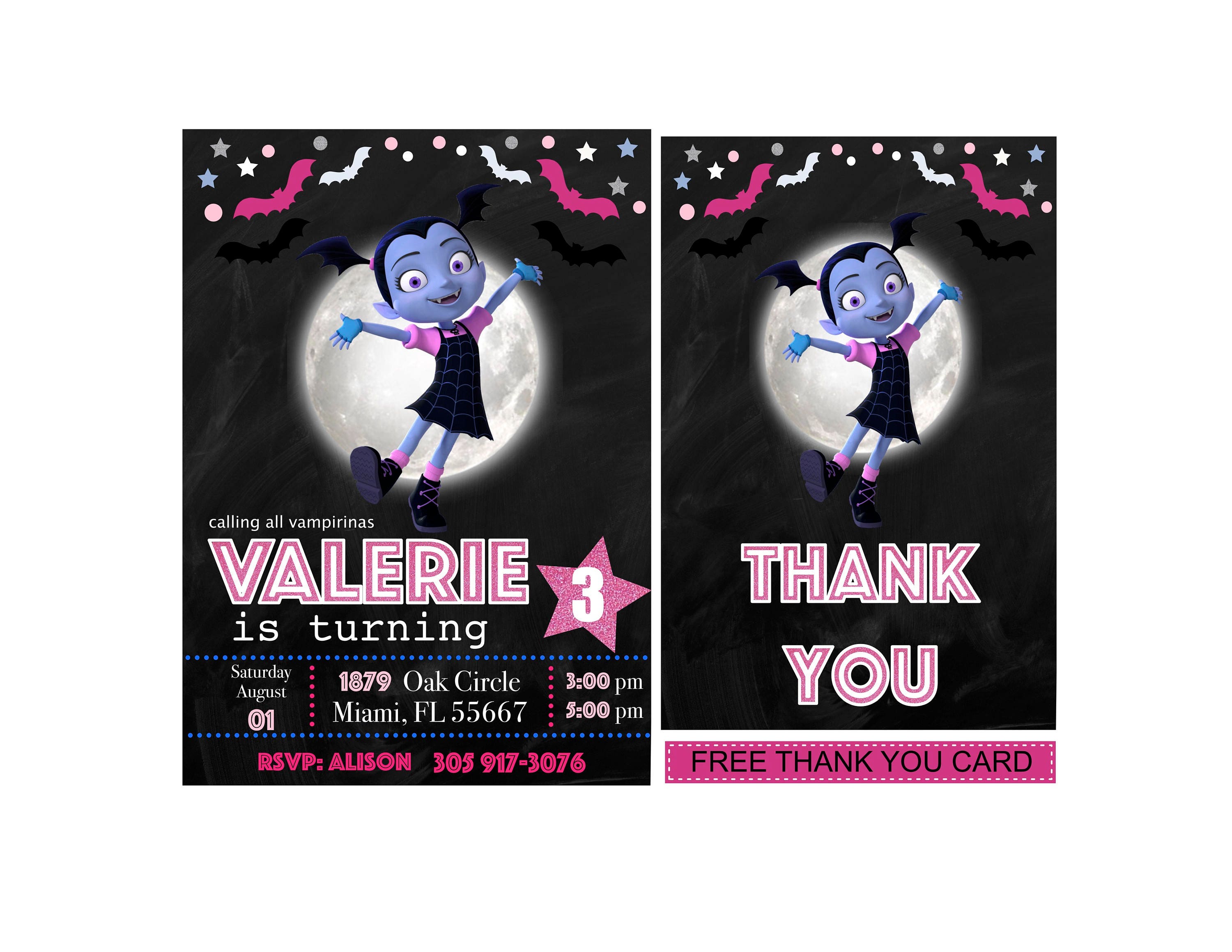 Vampirina Invitation Vampirina Party Invitation Vampirina Etsy