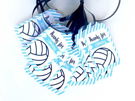 Blue Volleyball Thank You Tags 12pcs Volleyball Party Favors Boy Volleyball Baby Shower Volleyball Birthday Party Decorations Supplies