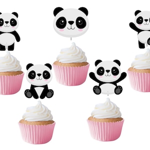 Panda Cupcake Toppers | Pink Panda  | Panda Birthday | Panda Party | Panda Baby Shower | Panda Bear Cupcake | Panda Party Supplies