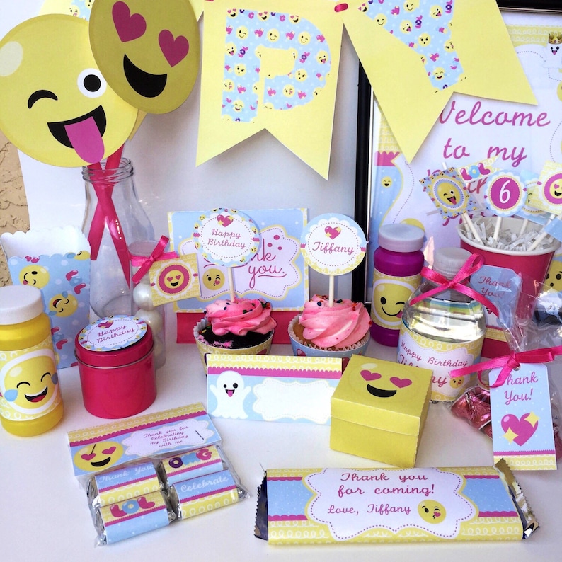 Emoji Party Girl Emoji Party Emoji Birthday Pink Emoji Etsy