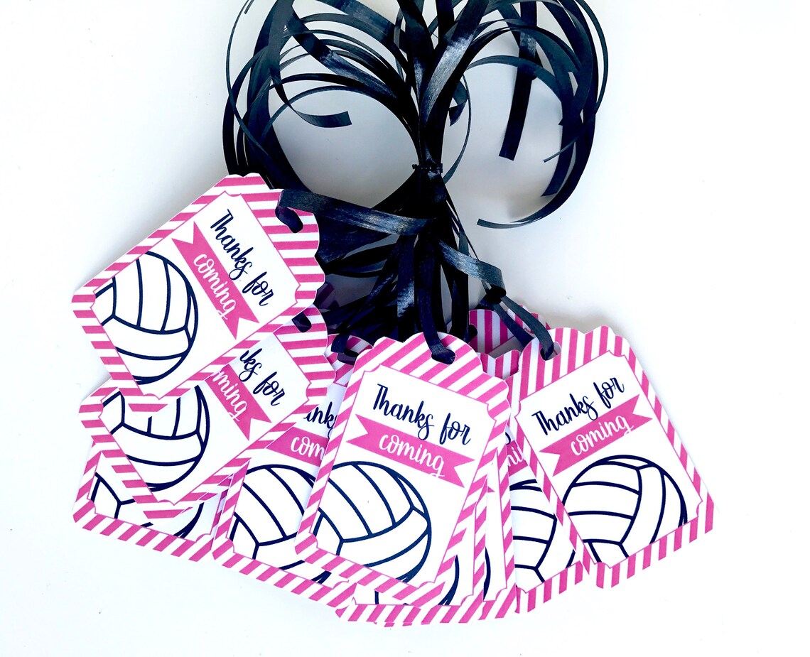 Pink Volleyball Thank You Tags 12pcs Volleyball Party Favors Etsy