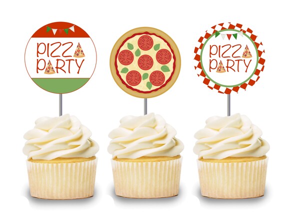 Pizza Cupcake Toppers 12 Pcs Pizza Cake Picks Pizza Birthday Etsy