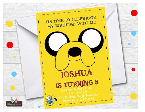 Adventure Time Invitation Jake And Finn Invitation Finn Etsy