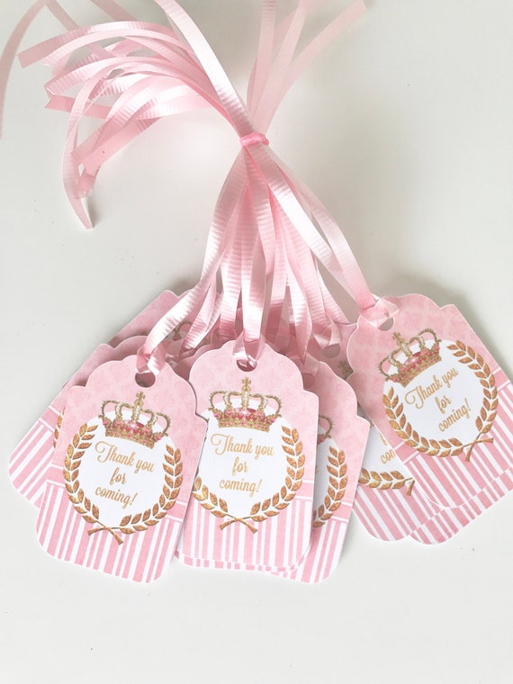 12pcs Princess Baby Shower Bottle Favors Pink /& Gold Crown