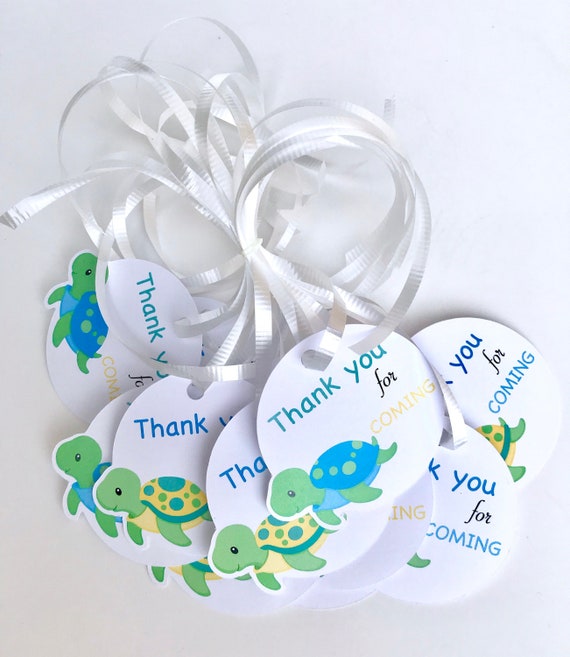 Baby Turtle Thank You Tags 12 Pcs Sea Turtle Baby Shower Etsy
