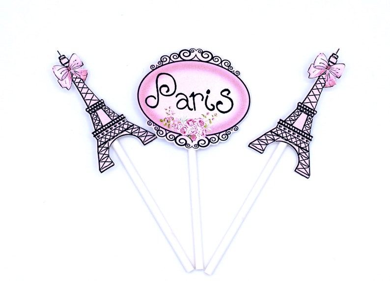 Paris Cupcake Toppers 12pcs, Pink Ooh La La Cake Picks, Birthday Decoration, Party Supplies, Eiffel Tower Baby Shower, Wedding, Bachelorette image 8