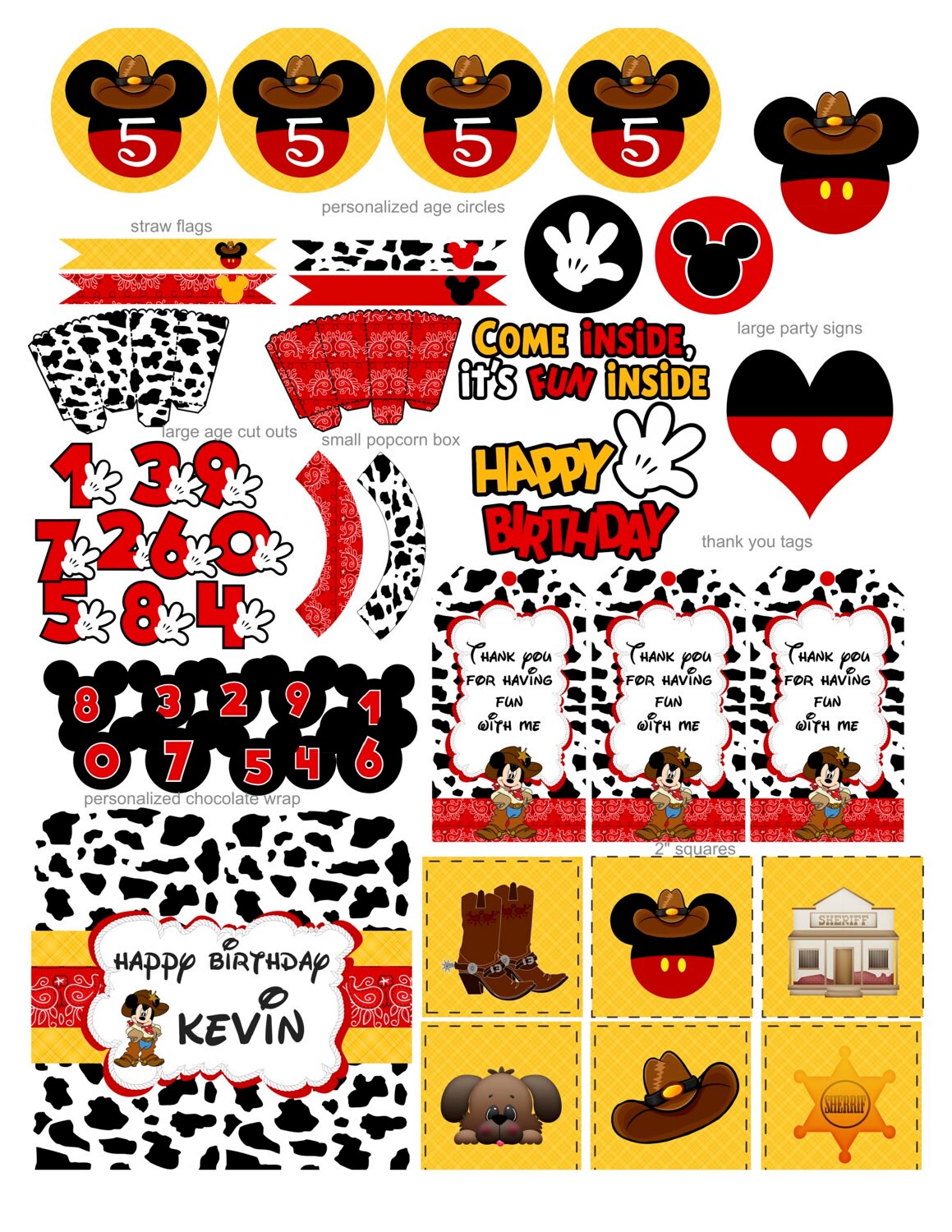 Mickey Cowboy Party Cowboy Mickey Party Mickey Mouse - Etsy Canada