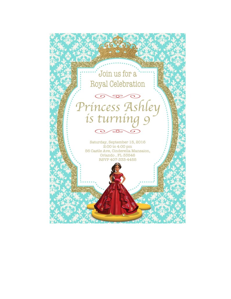 Elena Of Avalor Invitation Elena Invitation Avalor Etsy