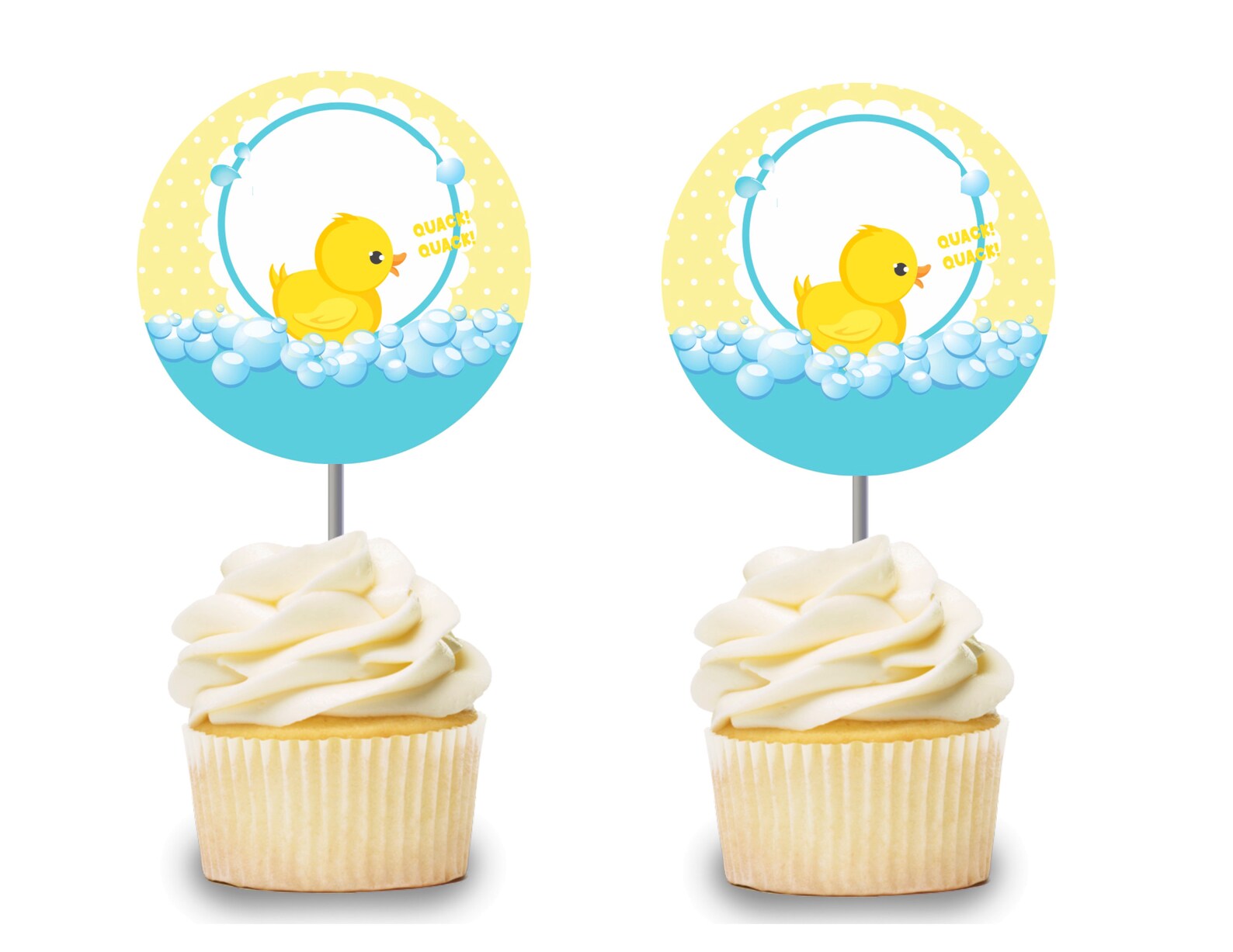 Duck Cupcake Toppers 12 Pcs Unisex Rubber Cake Picks Birthday Etsy