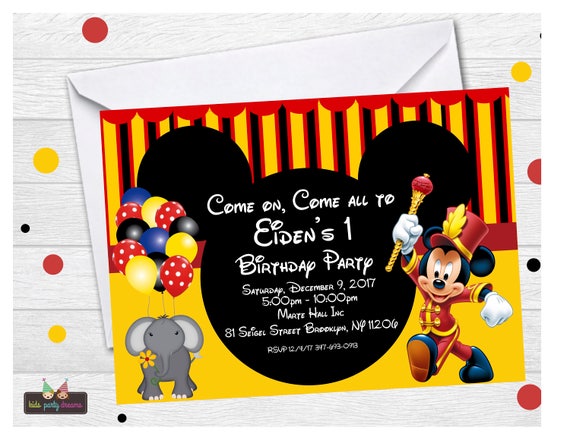 mickey circus invitation mickey carnival invitation mickey etsy circus invitation