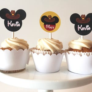 Mickey Cowboy Cupcake Toppers | Western Mickey Cupcake | Mickey Rodeo Cupcake | Cowboy Cupcake Toppers | Little Cowboy Cupcake