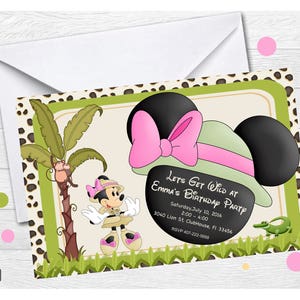 Minnie Safari Invitation | Minnie Mouse Invitation | Minnie Invitation | Minnie Mouse Invite | Minnie Party | Safari Girl Invitation