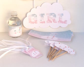 Cloud Baby Shower  | Cloud Baby Shower Decorations | Cloud Baby Shower Invitation | Watercolor Baby Shower | Cloud Cupcake | Cloud Girl