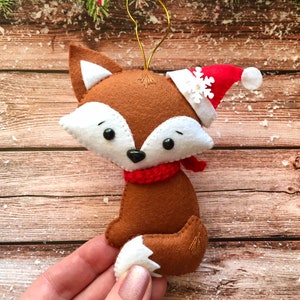 Felt fox ornament-Fox Christmas ornament-Red fox ornament-Woodland animal ornament-Felt animal ornaments-Fox woodland ornament-Fox gifts