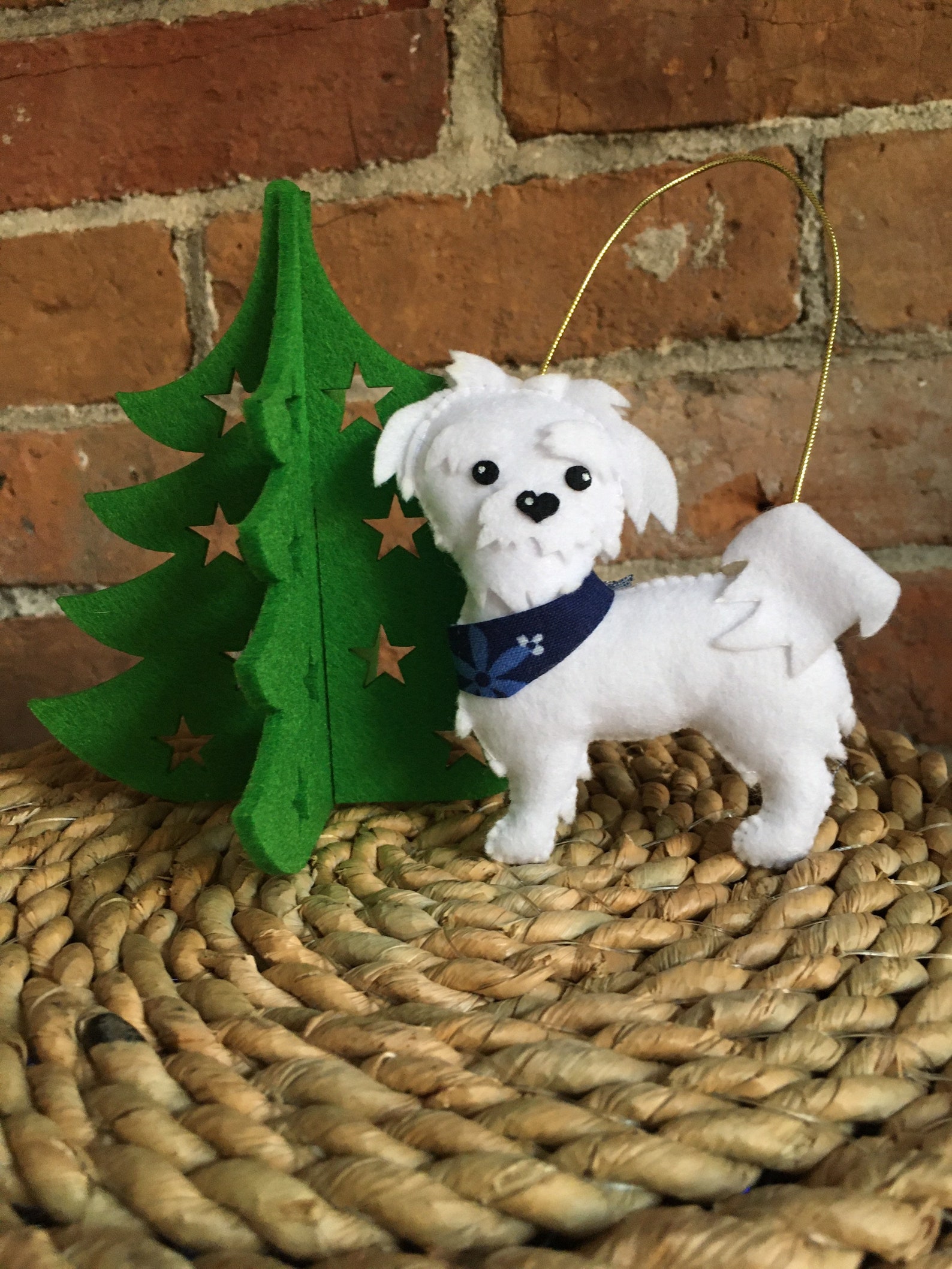 Maltese Dog Ornament Felt Dog Ornament Dog Christmas Etsy