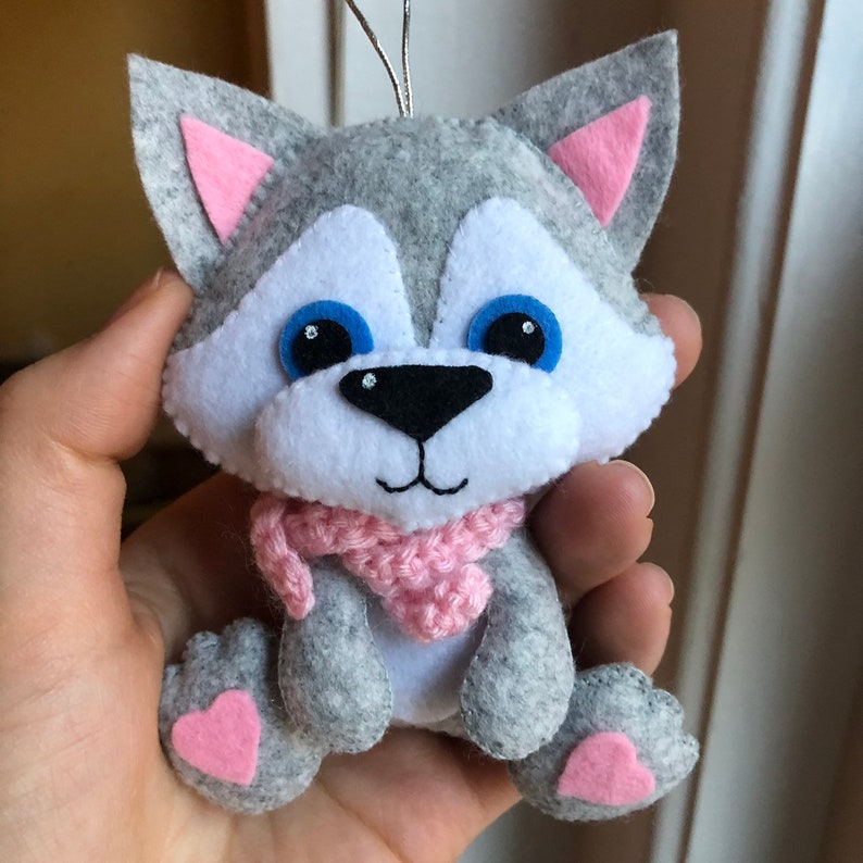 Felt wolf ornament felt christmas ornament gray wolf etsy