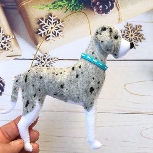 Great Dane personalized dog Christmas ornament-Great Dane gifts-Felt dog ornament-Stuffed dog-Great Dane tree ornament