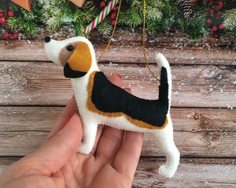 Beagle Felt Ornament, Handmade Memorial Dog Christmas gift