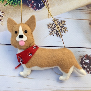 Corgi dog ornament, felt dog ornament, dog Christmas ornament, personalized dog gift, custom dog ornament, corgi love