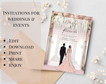 Wedding invitations, digital wedding invitations, digital invites, engagement invitations, invitations, reception invitations, weddings