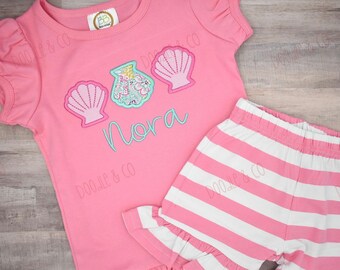 Girl Personalized Spring Short Set Boutique Girl Short Set Toddler Girl Initial Set Monogram Summer Short Set Summer Vacation Clothing
