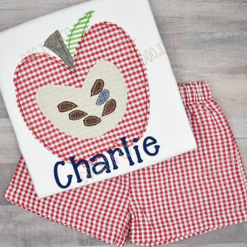 Toddler Boy Custom Apple School Clothes Back To School Boy Apple Short Set Boy School Clothing Boy Personalized Apple Shirt and Short