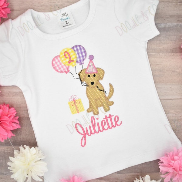 Birthday Puppy Girl shirt, Girl Birthday Shirt, Custom Birthday Girl Shirt, Applique Birthday Shirt, Toddler Birthday, Toddler Girl Shirt