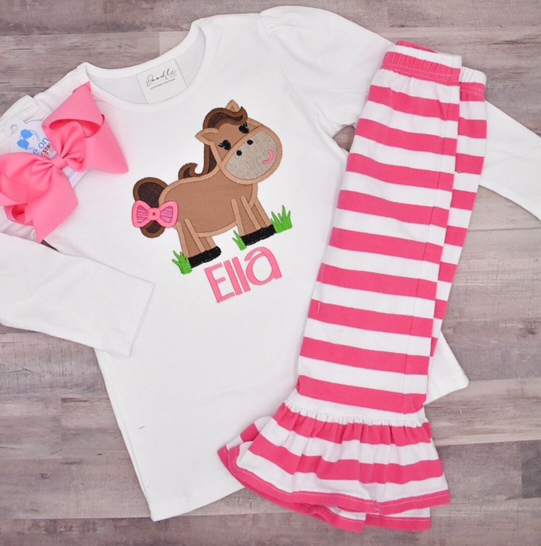 Farm Girl Horse Personalized Shirt, Girl Horse Shirt, Farm Animal Shirt, Custom Horse Shirt