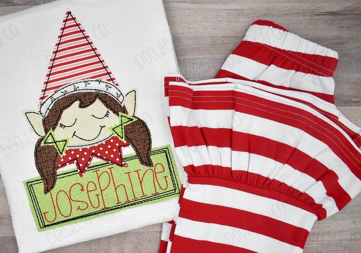 Christmas Elf Pant Set Girls Personalized Girl Elf Shirt Etsy