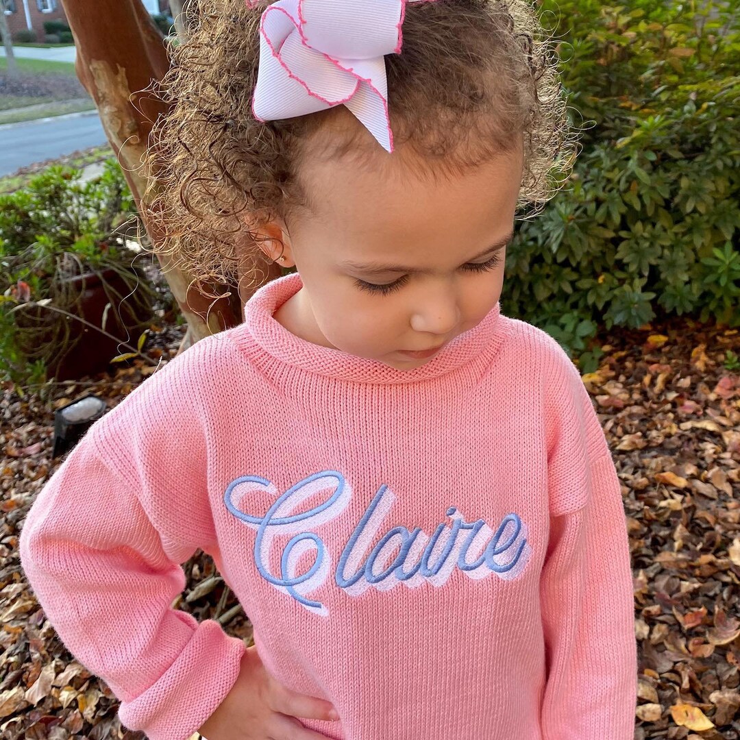 Roll Neck Kid Name Sweater Girl Personalized Boutique Sweater Boy