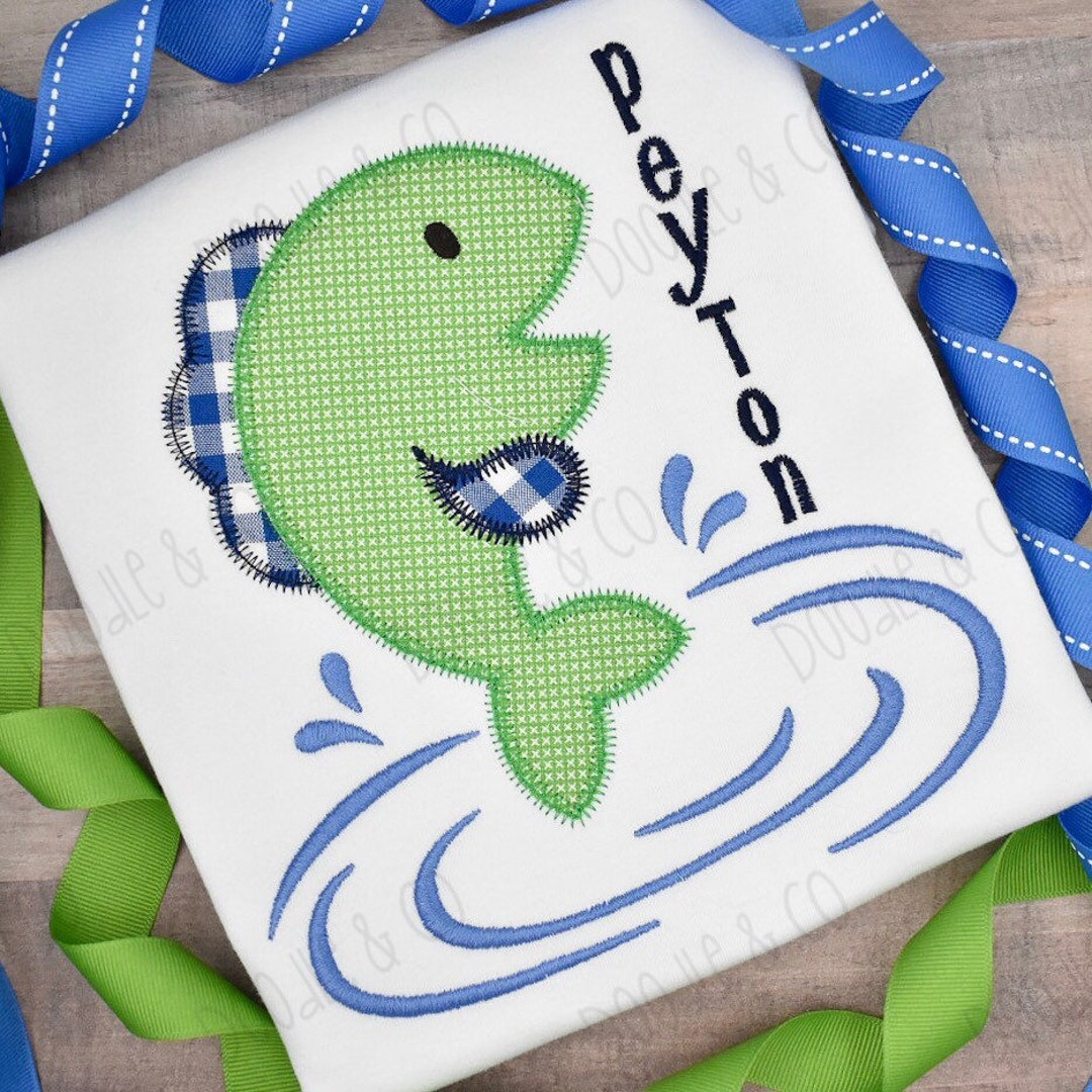 Personalized Boy Fishing Shirt, Summer Vacation Shirt, Applique Fishing