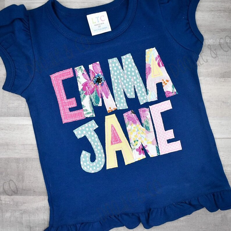 Alphabet Applique Girl Shirt Back to School Pant Set Etsy