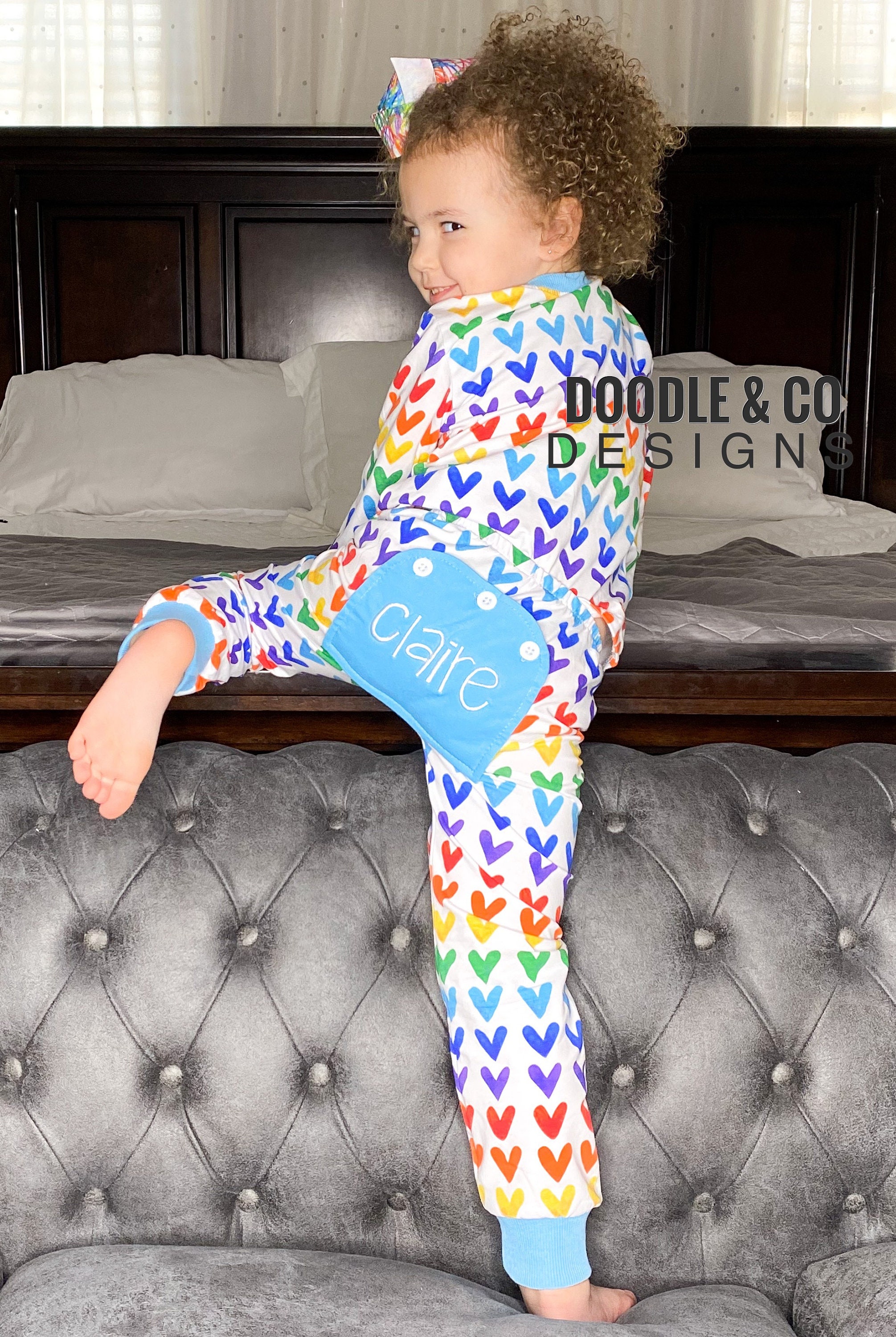Valentine Rainbow Heart Butt Flap Pajamas Girl Valentine | Etsy
