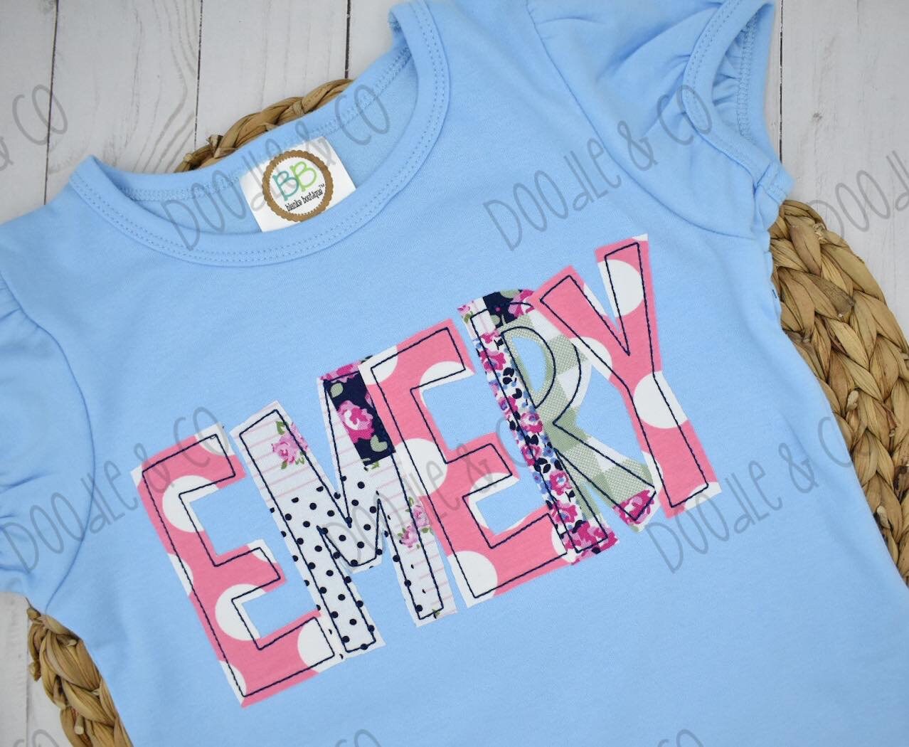 Alphabet Applique Fall Pant Set Girl Personalized Name Shirt | Etsy