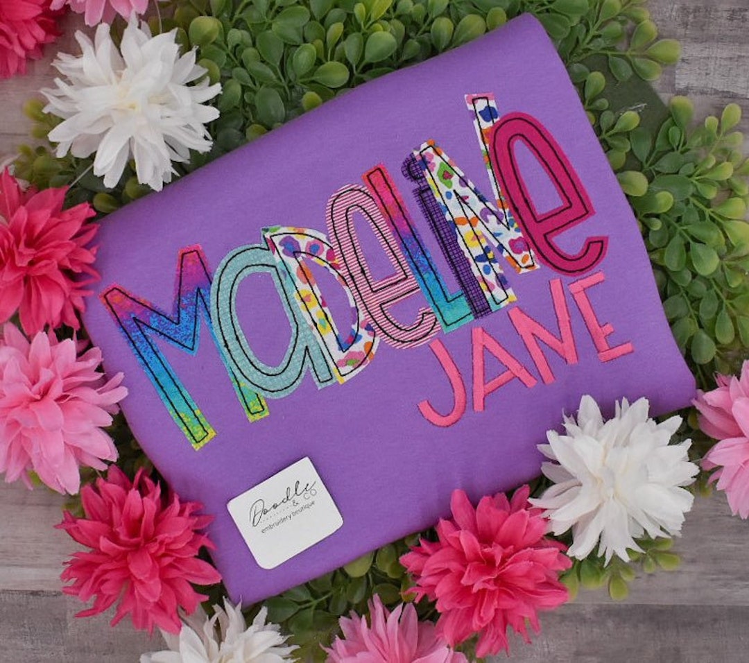 Girl Applique Alphabet Name Shirt Personalized Spring Toddler Pant Set