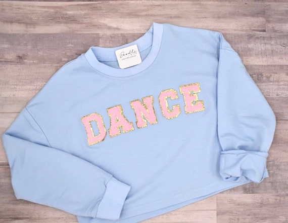 Girl Chenille Varsity Letter Dance Sweatshirt Ballet Dance Glitter Patch  Lightweight Shirt Dancewear Competition Cropped Practice Sweatshirt - Etsy