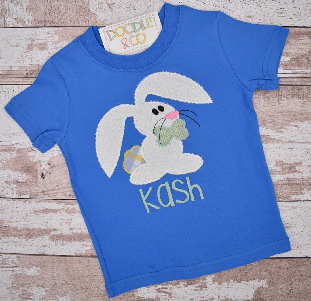 Boy Easter Bunny Short Set, Toddler Boy Personalized Easter Shirt and