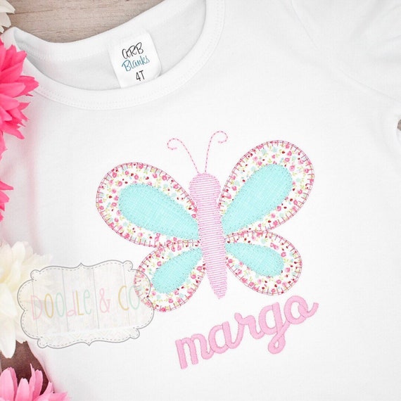 Butterfly Embroidered Shirt Butterfly Shirt Personalized Girls Shirt Butterfly Monogram Girls Shirt Butterfly Monogram Shirt