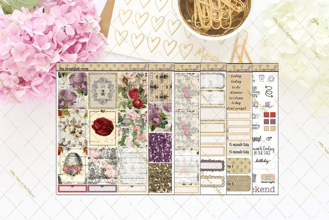 Vintage Hive Planner Stickers / Vertical Weekly Stickers / Full Kit - Etsy