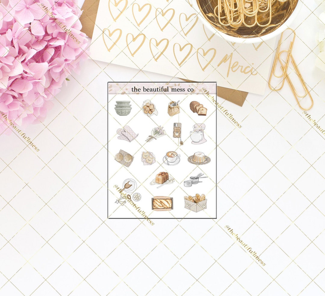 Teddy Bread Deco Stickers / Planner Sticker / Vertical Planner / B6 - Etsy