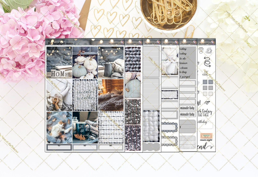 Sweater Weather Planner Stickers / Vertical Weekly Stickers / Full Kit ...