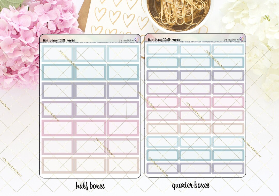 Pastel Half Boxes or Quarter Boxes Stickers / Planner Sticker / / Happy ...