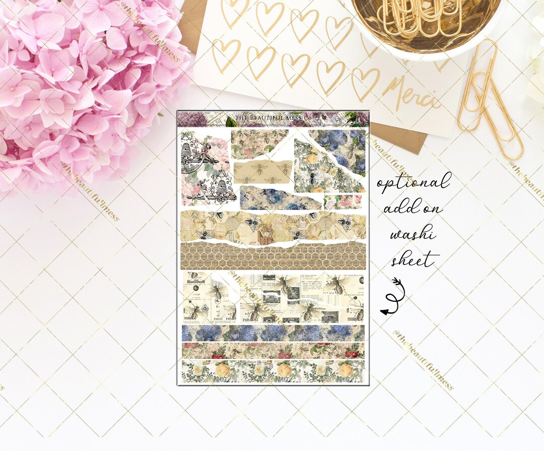 Bee Hive Washi Torn Paper Deco Stickers / Planner Sticker / Bullet ...