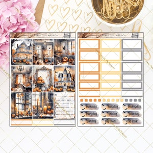 Stickers pour agenda d'Halloween / Stickers hebdomadaires verticaux / Mini kit