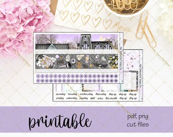 Little Witch Monthly Printable Planner Stickers / Vertical Weekly Stickers / Monthly Kit