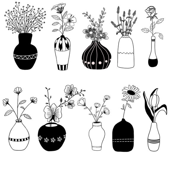 Printable Flower Stickers, Botanical Stickers, Printable Decorative  Stickers, Black & White Printable Stickers, Scrapbooking, Journaling