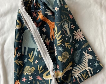 Handmade Animal Print Drawstring Bag, Kids Pencil Pouch